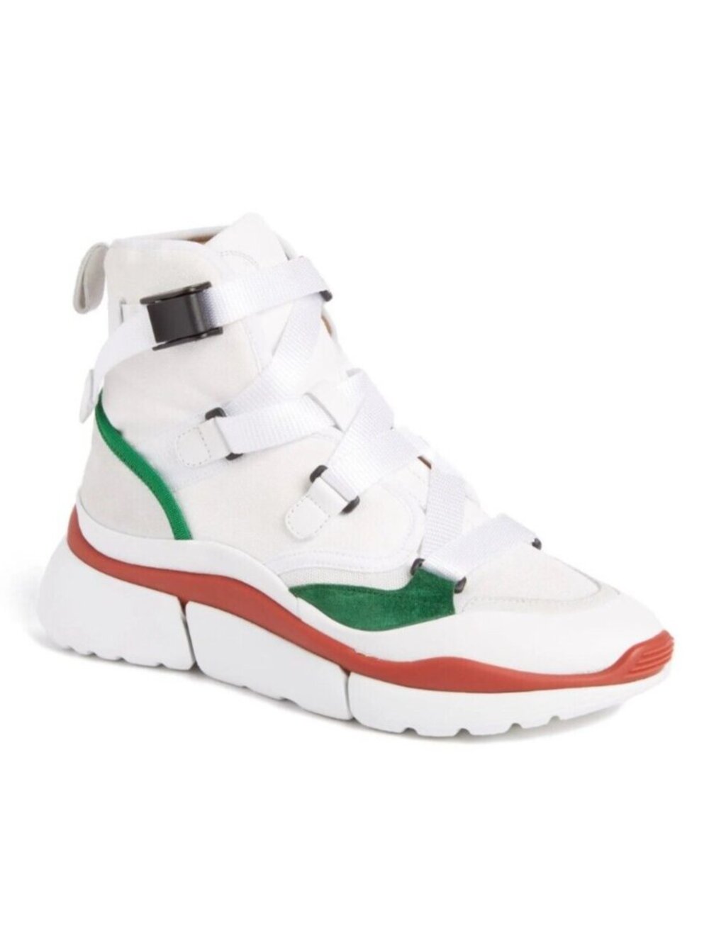 Chloe Sonnie Women's High Top Sneaker Shoes White Green Size 40 / US 10 - Italy